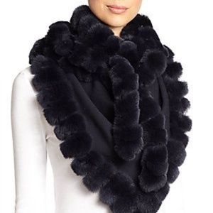 Glamourpuss Rabbit Fur-trim Cashmere Blend Scarf